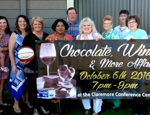 The 2016 committee of the United Way Chocolate, Wine & More Affair (L to R): Emily Brown, 
Jessica Wilbourn, Julie Adams-Simmons, Germaine Watkins, Rick Reimer, Donna Grabow, Don Freed, Dee Riddles, Connie Jessina and Wanda Inman.