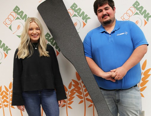 Haley Kardokus and Michael Dixon with the Community Food Bank of Eastern Oklahoma.