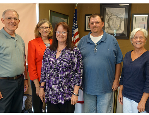 The Coffee Bunker Staff (l-r): Dr. Michael Horton/Executive Director, Nancy Goodman/Board Member, Mary Ligon/Founder, Scott Blackburn/Operations Manager and Joni Frank/Administration Coordinator.