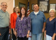 The Coffee Bunker Staff (l-r): Dr. Michael Horton/Executive Director, Nancy Goodman/Board Member, Mary Ligon/Founder, Scott Blackburn/Operations Manager and Joni Frank/Administration Coordinator.