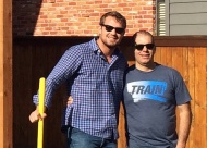 Outdoor Creations owner Jake Nicks at a job site with his father.