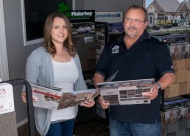 Office manager Amber Murr-Hazelwood (left) and her father Jim Murr (right), president and owner, of Dun-Rite Roofing.