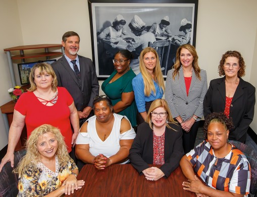 The friendly staff at First Call Medical.   Back Row L to R: Teresa Bennett, Mark Penny, Almetra Bailey, Tara Ellis, Susan McKemy, Brenda Wilson.
Front Row L to R: Lisa Harger, Tammy Lurks, Jennifer Tyrl, Wanda McKinney. VN Value News Magazine & Values, Inc. photos, October 2025.