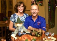 “Cajun Ed” and wife, Jennifer Richard, with the famous turducken that is available for dine in, take home or sent nationwide from Cajun Ed’s Hebert’s Specialty Meats.