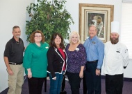 The staff of Silver Arrow Estates in Broken Arrow remains committed to providing their residents with an active lifestyle, after retirement.  Pictured left to right: Maintenance; Kevin Hansen, Enrichment Coordinator; Courtney Young, Executive Chef; Christopher Payne, Sales Leader; Beth Ashcraft, General Manager; Vicki Thielker and Office Manager; Paul Thielker.
