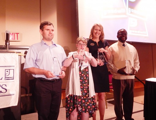 Pictured left to right: Alex Morris, Graduate of the Year, Traci Daubert – Employee of the Year, Michelle Hartman, SJH Hospitality – Community Partner, Alex Morris – Achiever of the Year.