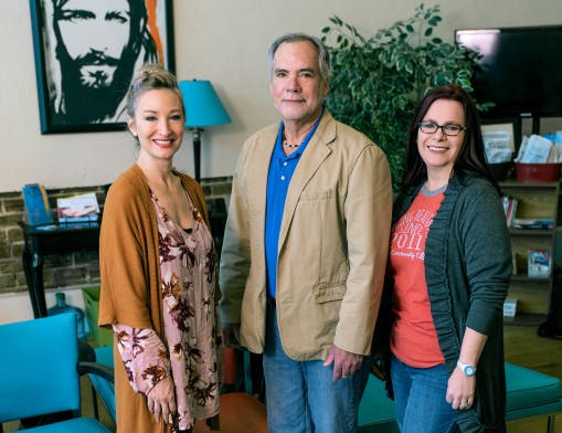 Volunteer coordinator Mallory Hamilton, executive director Gary Nunley and clinic coordinator Susan Scott.