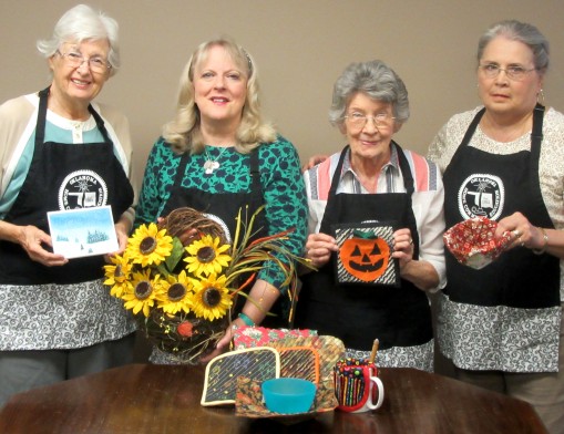 Cindy Crowley, Kathy Erwin, Wanda Moore and Mary Hart show some of the items you can learn to make at the Happy Holiday Gift Ideas event.