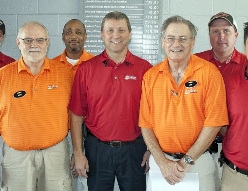 The Jim Glover Chevrolet service team includes (L to R): 
Karrissa Heffner, Mike Williams, Mike Rener, Service Manager David Thompson, Joe Salerno, Bryan Nolen, and Jorge 
Rodriguez. (Not pictured: Danny Jones and Joe Baker.)