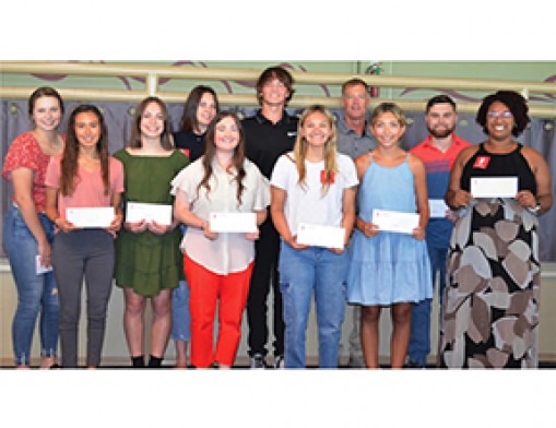 Front Row: Jaci Moffett, Emily Ward, Kylee Leach, Mackenna Markes, Monique Goudeau. Left to right back row: Rayna Rock, Marisa Reed, Lucille Ledbetter, Evan Weaver, Rod Chambers, Chas McClain.
Photo courtesy of The Indian Women's Pocahontas Club