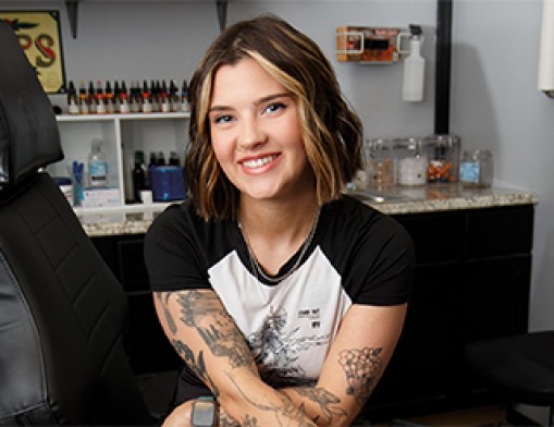 Lexi Odam at Kaizn Tattoo Studio has the skills and talent to ink your story. Value News Magazine & Values, Inc photos, March 2025.