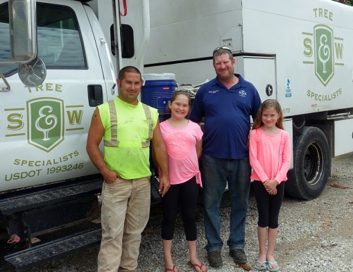 The S&W Tree Specialists family includes two of the owners, Robbie Mizumura and Dale Hughes.  Dale’s two daughters also enjoy spending time at the shop with their Dad and Uncle.