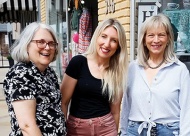 Claremore Main Street board members Anita Miller, Jamie Peckham, and Susan Gebhart are involved in planning the Lilac Festival. Value News and Values, Inc. photo, April 2025.