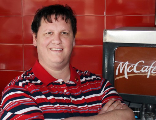 Chris Rich unveils the recently remodeled McDonald’s in 
Claremore. The store was originally built by Chris’s parents, 
Tim and Patty Rich.