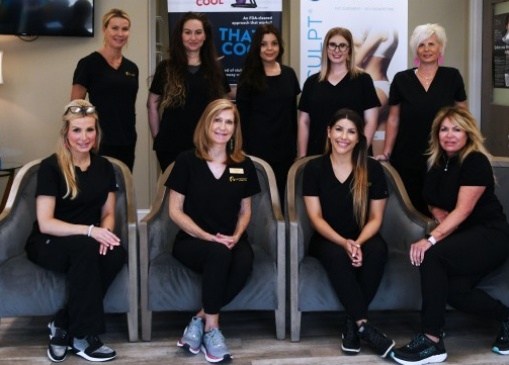 Above: Top row-Kimberly Amillion, Front Associate , Heather Skinner, RN injector, Amber Deal, Esthetician,  Kamree McCune, Spa Attendant, Becky McCune, CEO. Bottom row-Jenny Golliver, RN injector, Judi Burton, Spa Attendant, Alex Hardwick, Esthetician, Terri McAuliff, Technician Specialist.