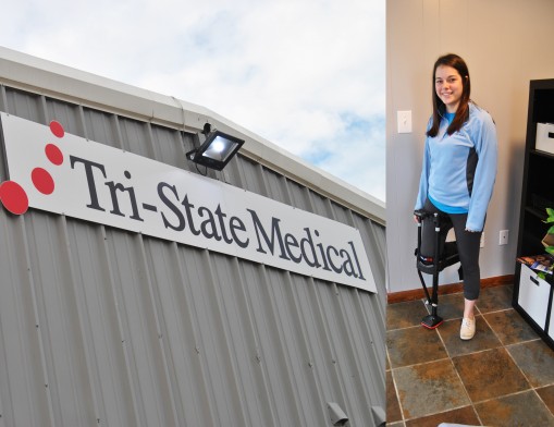 Tristate Administrative Assistant, Danielle Knights, models the Iwalk® device.