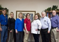The staff of Prairie Rose is dedicated to serving their residents in an active community. Pictured left to right: Maintenance, Paul Lewis; Enrichment Coordinator, Sheila Sampley; Executive Chef, Krysie Robinson; Sales Leader, Laura Chaney; Assistant General Manager, Jim Forrest; General Manager, Matthew Randall and Office Manager, Crickett Forrest.