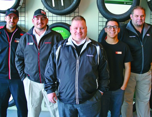 Service Advisors Steven Benike and Jeff Been, Fixed Operations Manager Chuck Zachariae, and Service Advisors Richard Villegas and Paul Frailey look forward to assisting you on the service drive of the new Jim Glover Nissan in Tulsa.