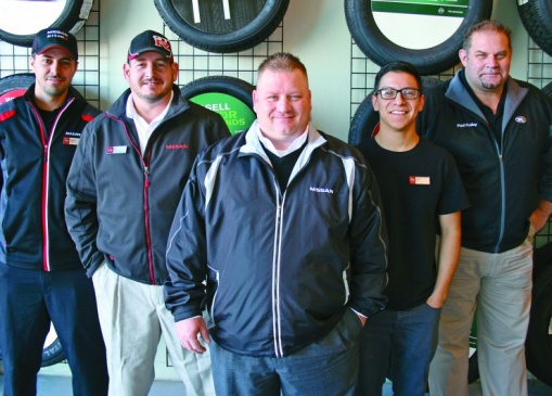 Service Advisors Steven Benike and Jeff Been, Fixed Operations Manager Chuck Zachariae, and Service Advisors Richard Villegas and Paul Frailey look forward to assisting you on the service drive of the new Jim Glover Nissan in Tulsa.