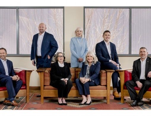 Left to right are AVB Board of Directors Ted Cundiff,
Russell Brown, Sally Wilton, Georgeanna Thomas,
Kelley Rash, Cooper Rash and Topper Causby.