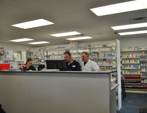 Pharmacist Ryan Flanary and staff hard at work.