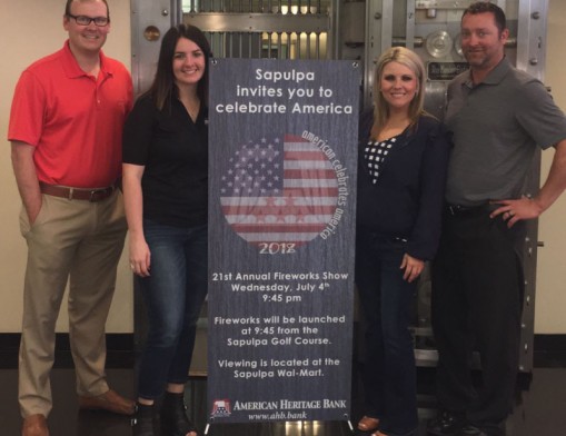 American Heritage Bank employees Carey Weddle, Amanda Laws, Stephanie Walters, and Tyler Roth are ready to celebrate American with you!