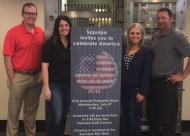 American Heritage Bank employees Carey Weddle, Amanda Laws, Stephanie Walters, and Tyler Roth are ready to celebrate American with you!