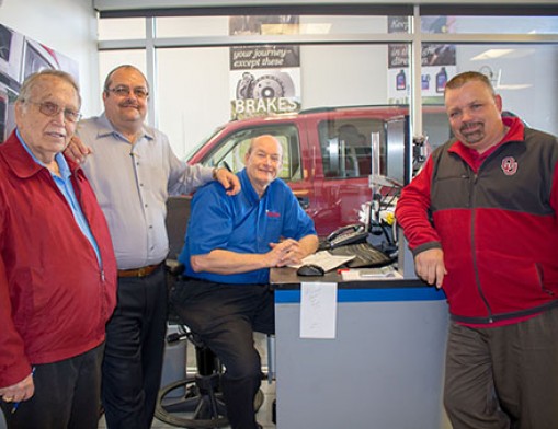 Service Team (left to right): Service Advisor Dale Garrison, Service Director Mike Fitzpatrick, Service Advisors Ed McLaughlin and Tim Fowler