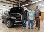 John, Randy, Jason and the shops official greeter, Lulu. All ready to assist you with your collision repair needs before and after the repair process.