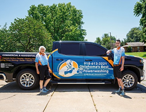 Devin and Soni Duncanson of Oklahoma’s Best Power Washing and Soft Washing Services. ValueNews.com  & Values Inc. photo, July 2025.