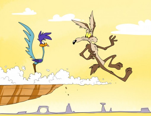 Wile E. Coyote runs off a cliff while chasing Roadrunner