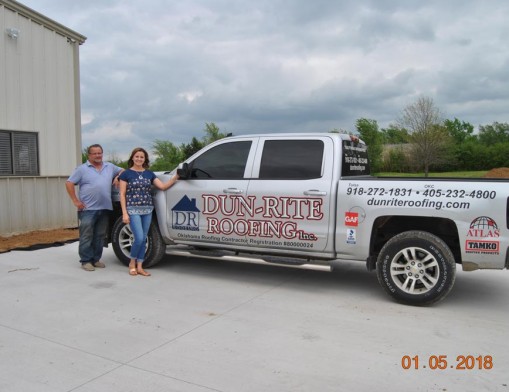 Dun-Rite Roofing (L to R) Jim Murr, president and owner, and Amber Murr, office manager.