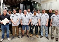 The team at Lazydays RV in Claremore is here to keep your RV running smoothly. Their expert service technicians specialize in routine maintenance, complex repairs, body work, glass replacement, motorhome repair, and much more. Front R to L: Steven Pearcy(SM), Josh Johnson, Ron Martin, Jarred Hart, Calvin Wilkins, Kenny Kraxberger. Back R to L: Jerrod Smith, Bryan Feamster, Blake Hibbs, Steve Dechamps, Kim Siex(GM)  Value News and Values, Inc. photos, April 2025.