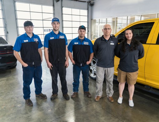 The late-night service team includes Stetson, Tanner, Chris, Service Manager Cliff Koger and Night Service Manager Mackenzie Rice.