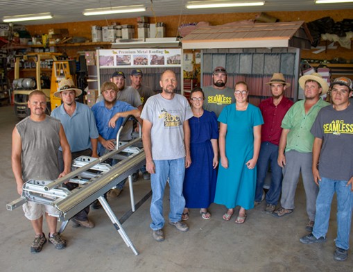 Back left to right: David Yoder, Christopher Bontrager, Lavern Ropp, Ethan Meisenheimer, Perry Miller, David Knepp, Carl Ropp, Willy Detweiler, Chase Byrum
Front left to right: Ed & Leanna Yoder, Nicky Miller