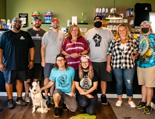 The friendliest team in town!  Budtenders and staff at Med Pharm: (Back row left to right) Stacy, Josh, Jason, Denise, Big John, Kayla, and Tanner. (Front row left to right) Poppy, Wes, and Jess.