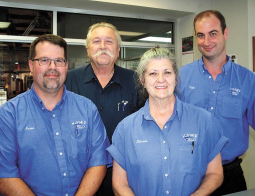 Service Advisor Jason Hodges, Service Manager Gary Wise, Cashier Sharon Forrest and Service Advisor Toby Osborne make up the front line service team at Jack Kissee Ford in 
Claremore.