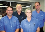 Service Advisor Jason Hodges, Service Manager Gary Wise, Cashier Sharon Forrest and Service Advisor Toby Osborne make up the front line service team at Jack Kissee Ford in 
Claremore.