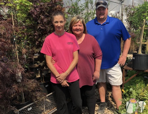 Carissa Slayton, Michelle and Matt Jones have an enormous array of flowers, baskets, trees, shrubs and vegetable plants ready for your garden.
Not pictured Brad Sartin.