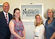 Wine Eats & Easels Committee Members pictured: Mark Breeden, Heather Bryson, Kim Goddard (Broken Arrow Neighbors Executive Director) and Jennifer Deal.