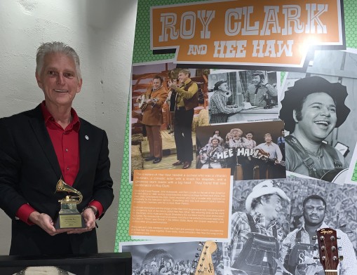 Wagoner Mayor AJ Jones, Stage Costume worn by Glen Campbell, Acoustic Guitar signed by Glen Campbell, Electric Guitar signed by Roy Clark, Hee Haw Collage.