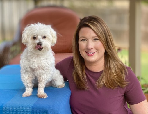 Katy Decker and her maltese, Jaxson.