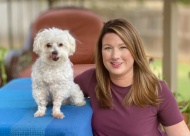 Katy Decker and her maltese, Jaxson.