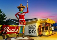 Stella at Buck Atom’s Cosmic Curios. Standing proudly along Route 66 in Tulsa, Stella has become one of the road’s most recognizable modern icons. She represents the new generation of businesses and attractions helping keep Route 66 vibrant for future travelers. © David J. Schwartz / Pics on Route 66.