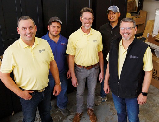 Your Premium Cabinets of Tulsa team are (L to R) Austin, Valentin, Alex, Brian, and Gary. Value News VN Magazine and Values, Inc. photo, March 2026.