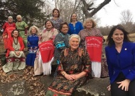 Pocahontas Club members pose for a group photo on a tour of the Saline Courthouse in Rose, Oklahoma. The club, founded in 1899, consists of members of the Cherokee Nation dedicated to serving as caretakers of the Cherokee tradition and legacy.