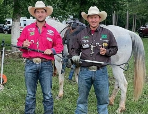 The 2022 Claremore Roping Champions Buddy Hawkins and Andrew Ward.