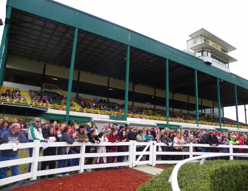 The crowd gathers at last year’s Santa Cash drawing.