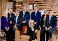 AVB Bank Board of Directors: (L-R) Georgeanna Brown Thomas, Michael Burke, Ted Cundiff, Russell Brown, Kelley Kimbrough Rash, Topper Causby, Sally Wilton & Cooper Rash
Photo by Tony Li; courtesy of AVB Bank, January 2026.