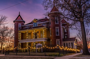 Visitors can walk through the Belvidere Mansion in November and
December to see it fully decorated for Christmas.